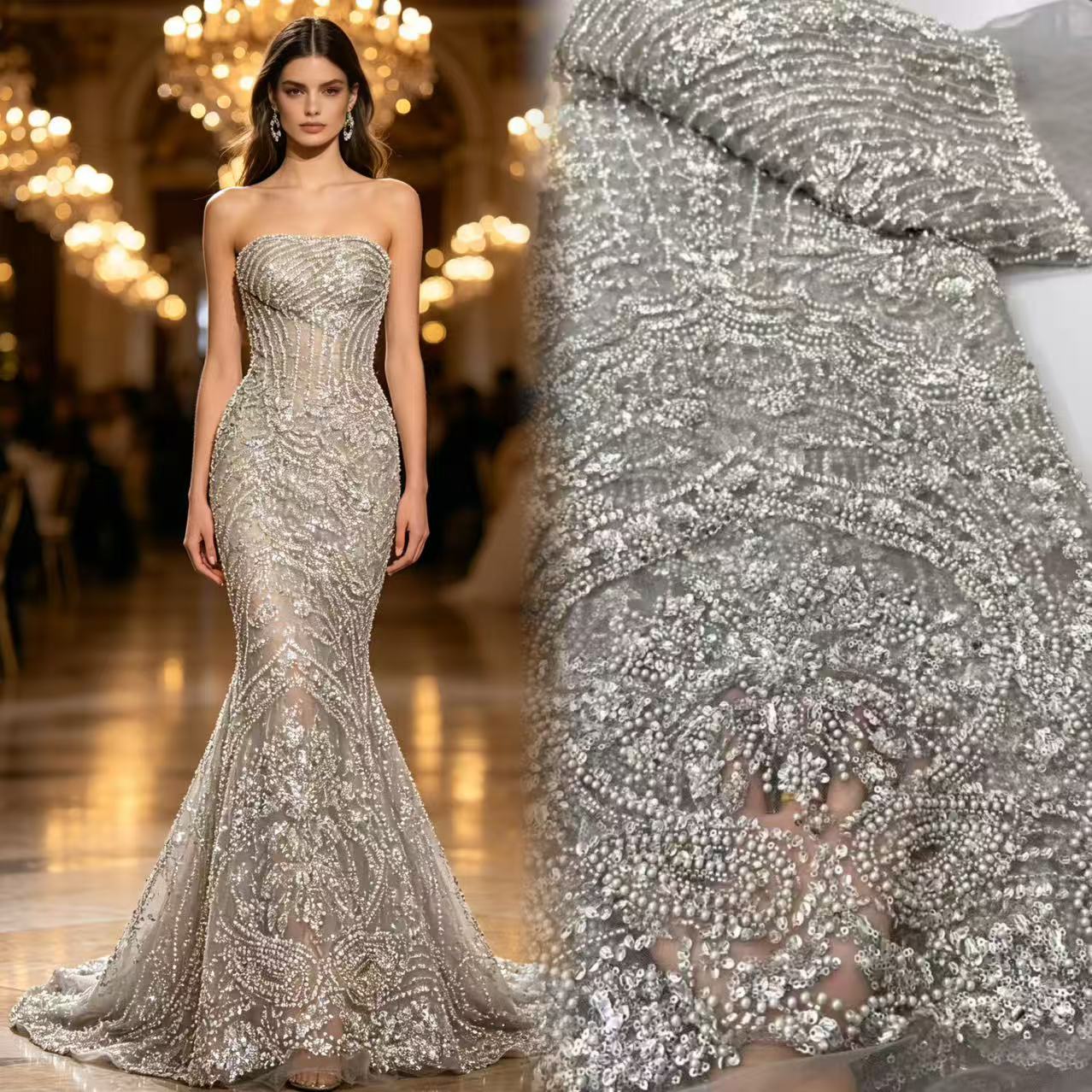 Glitter Tablecloth - Encaje de Tul Francés de Lujo